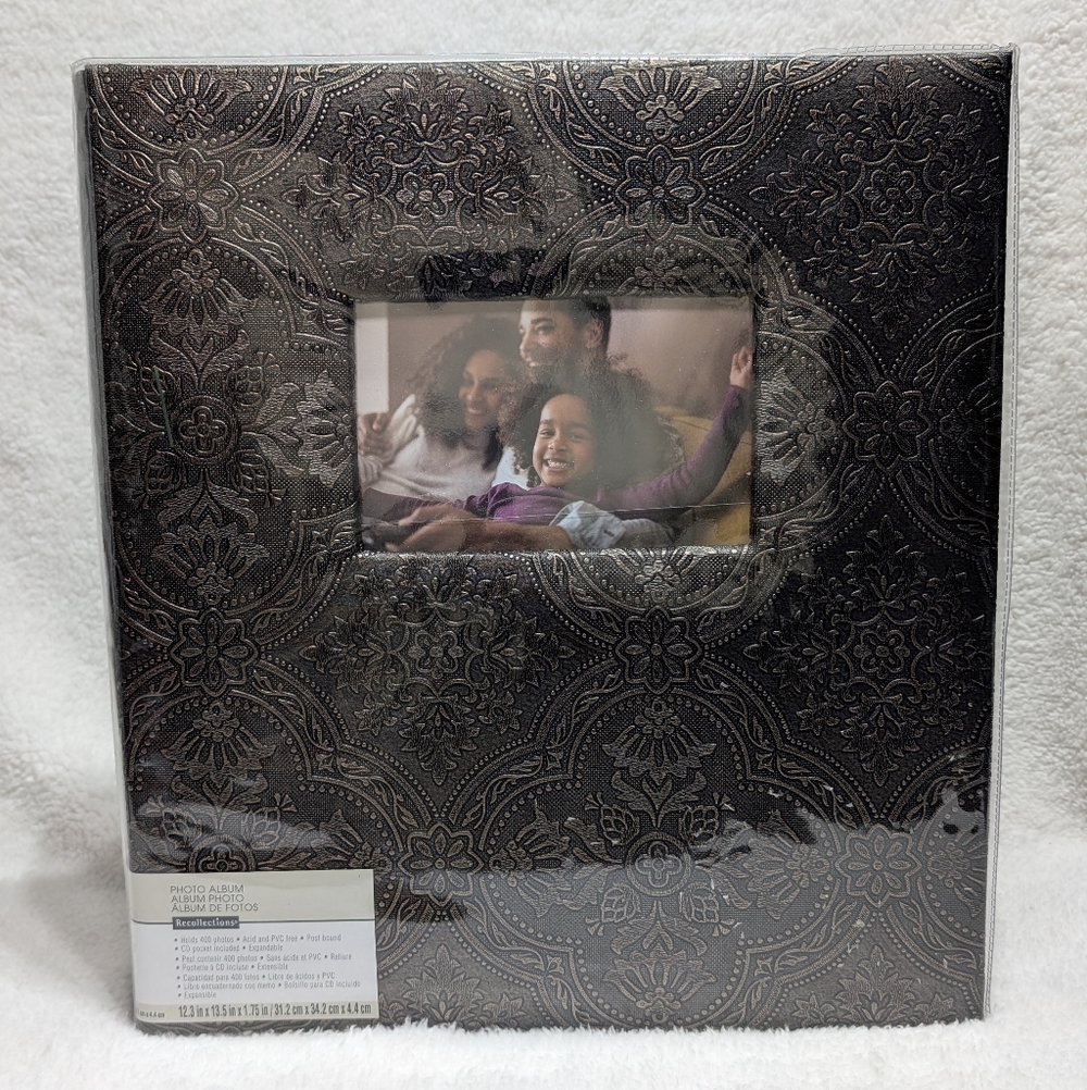 Large Brown Embossed 400 Picture Photo Album CD Pocket Acid PVC Free Post Bound